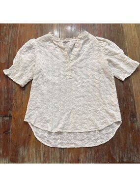 Mod Goddess White Floral Eyelet Blouse Medium Boho
